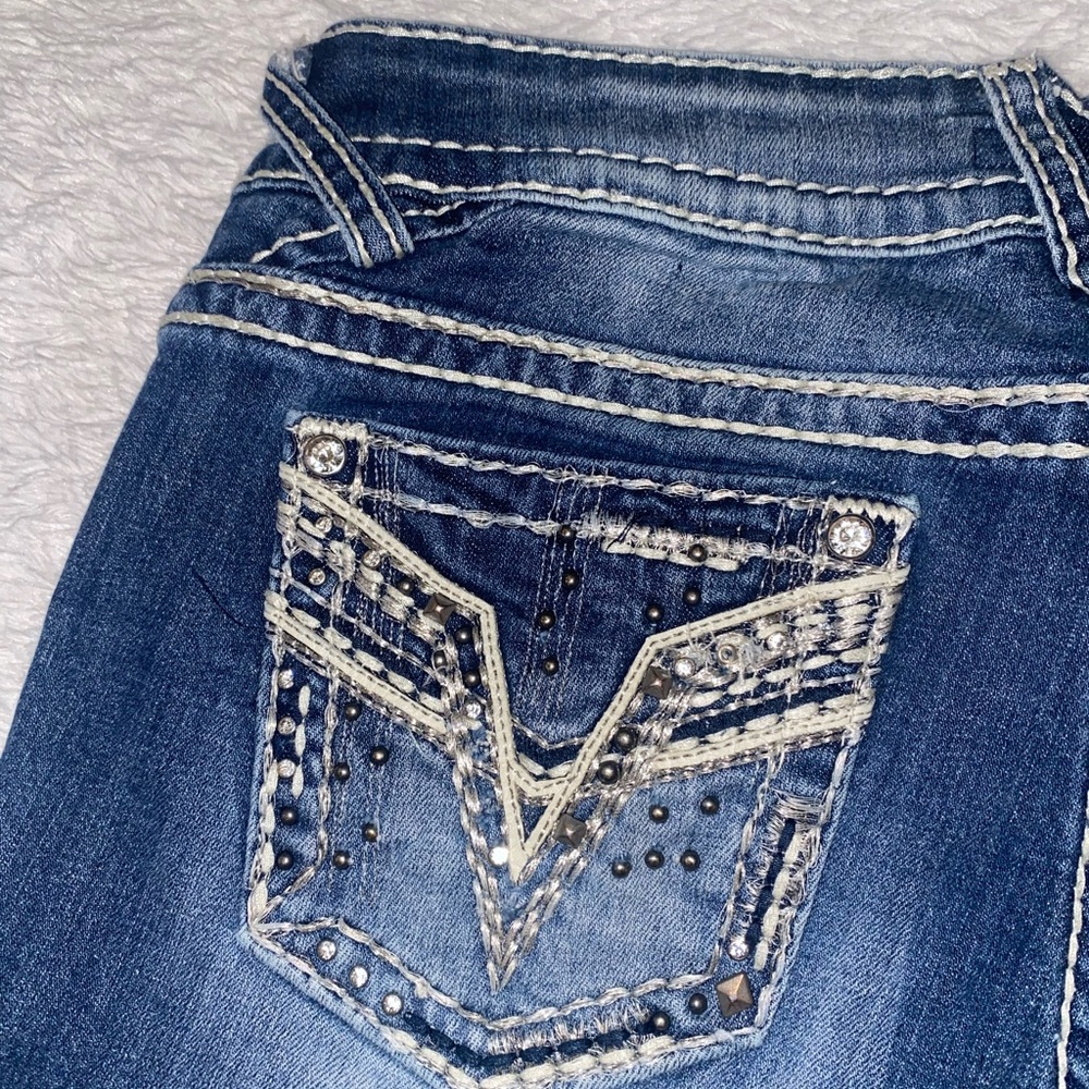 SZ 5/6 Vigoss Women's Dark Blue Slim Boot Cut Jeans with Contrast Stitching - Picture 7 of 11